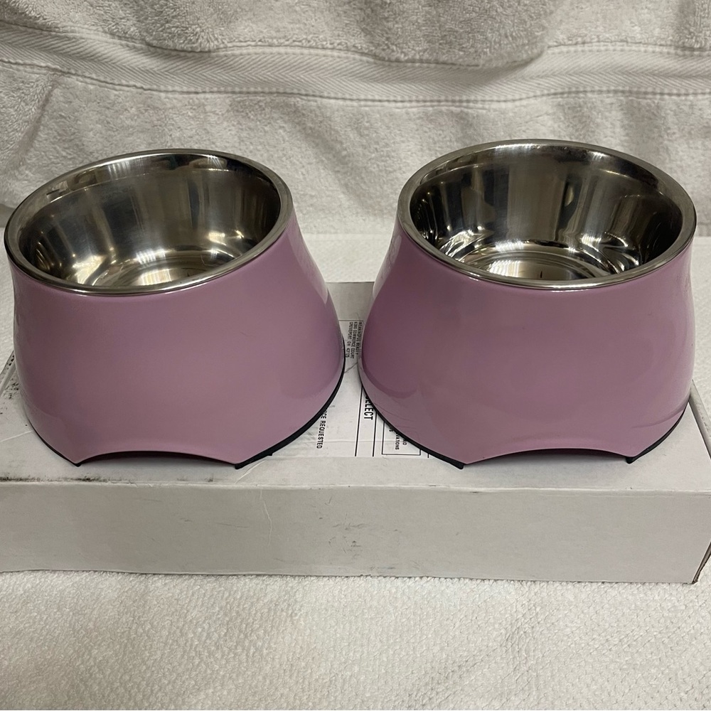 Dogit elevated pink dog bowl set stainless steel for small dogs